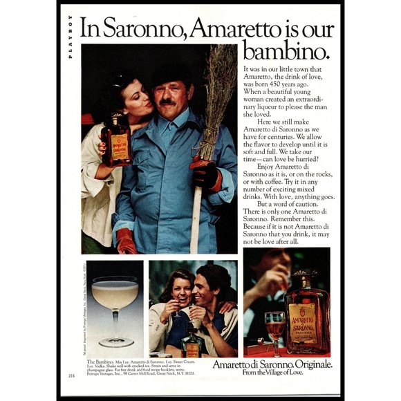 1978 Amaretto di Saronno Italy VintagePrint Ad Italian Couples Bambino Wall Art - Picture 1 of 1